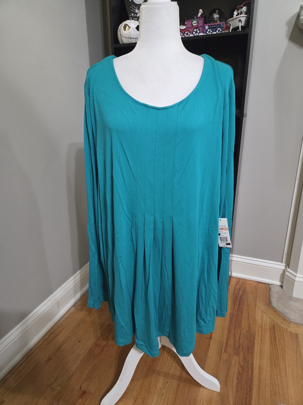 Kim Rogers Teal Long-Sleeve Swing Top